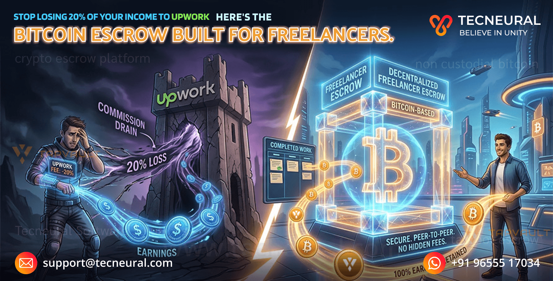 Stop Losing 20% of Your Income to Upwork. Here's the Bitcoin Escrow Built for Freelancers